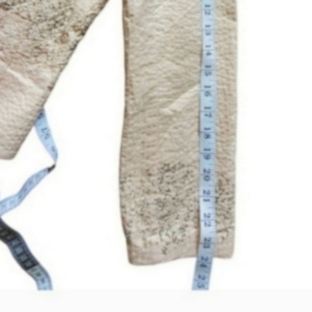 New Coldwater Creek Cotton Tan Eyelet Floral Stripe Brown Cream Coat Large - Picture 8 of 11